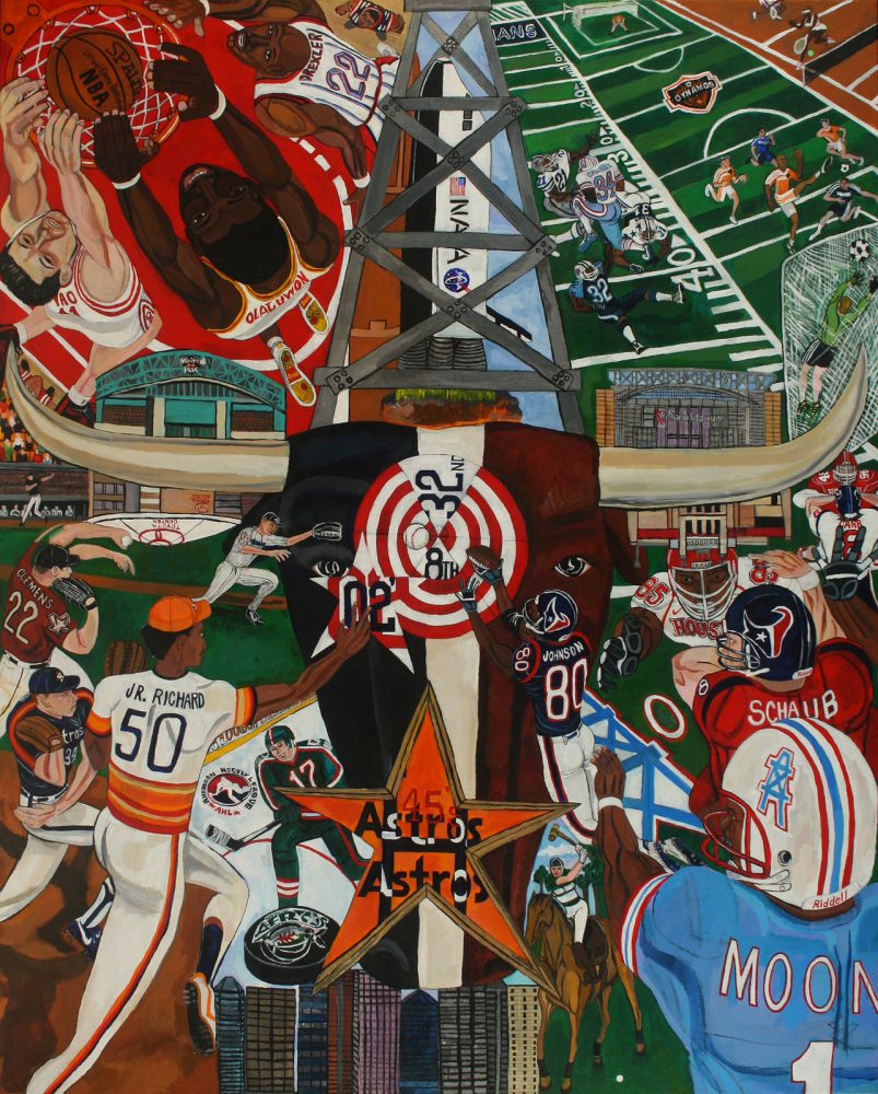 El Franco Lee, Houston Sports Authority, 2009, acrylic on canvas, 2 X 48 X 60 inches