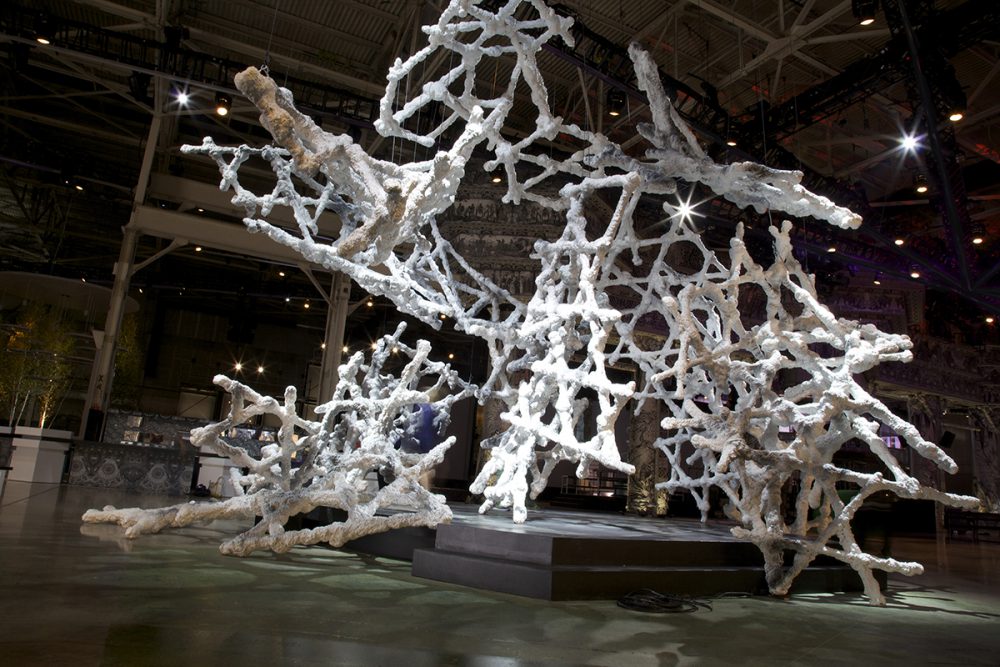 Christine Tarkowski, If Geometry were a Folly, 2014, Foam, plastic, steel, paint, 25 x 25 inches